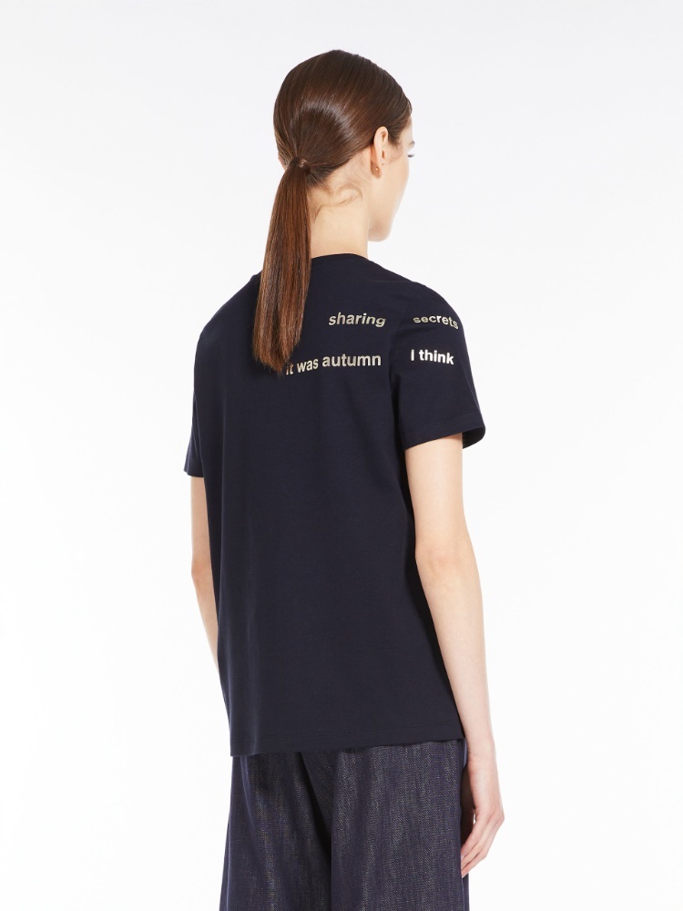 Max Mara Printed Cotton T-shirt In Black