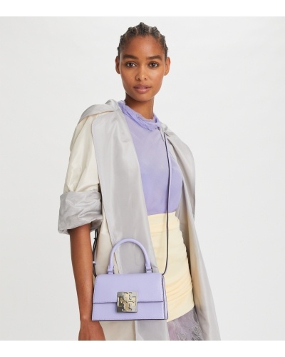 Shop Tory Burch Mini Bon Bon Tote Bag In Purple