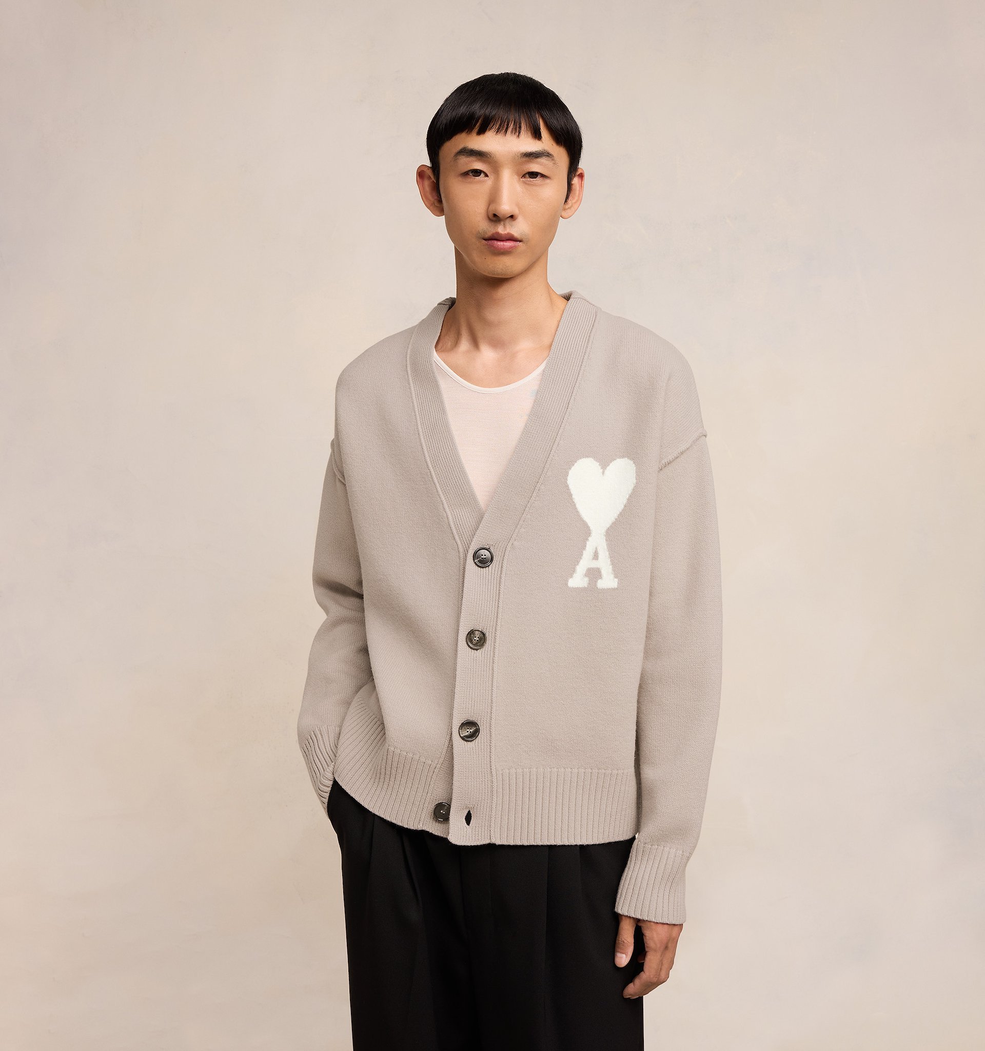 Ami Alexandre Mattiussi Off White Adc Cardigan In Nude