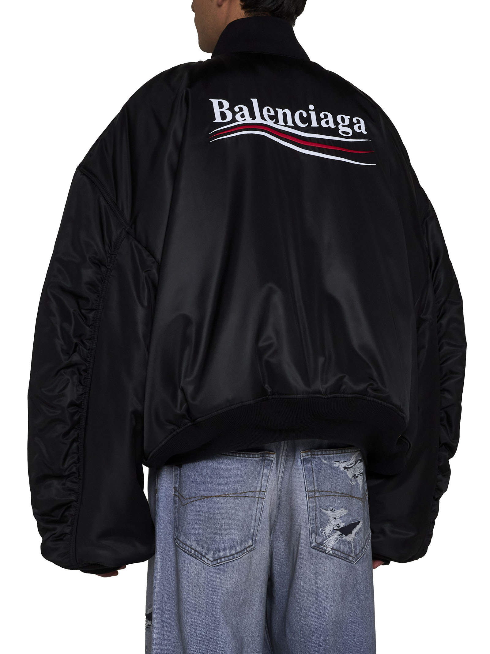 Balenciaga Varsity Bomber Jacket In Black