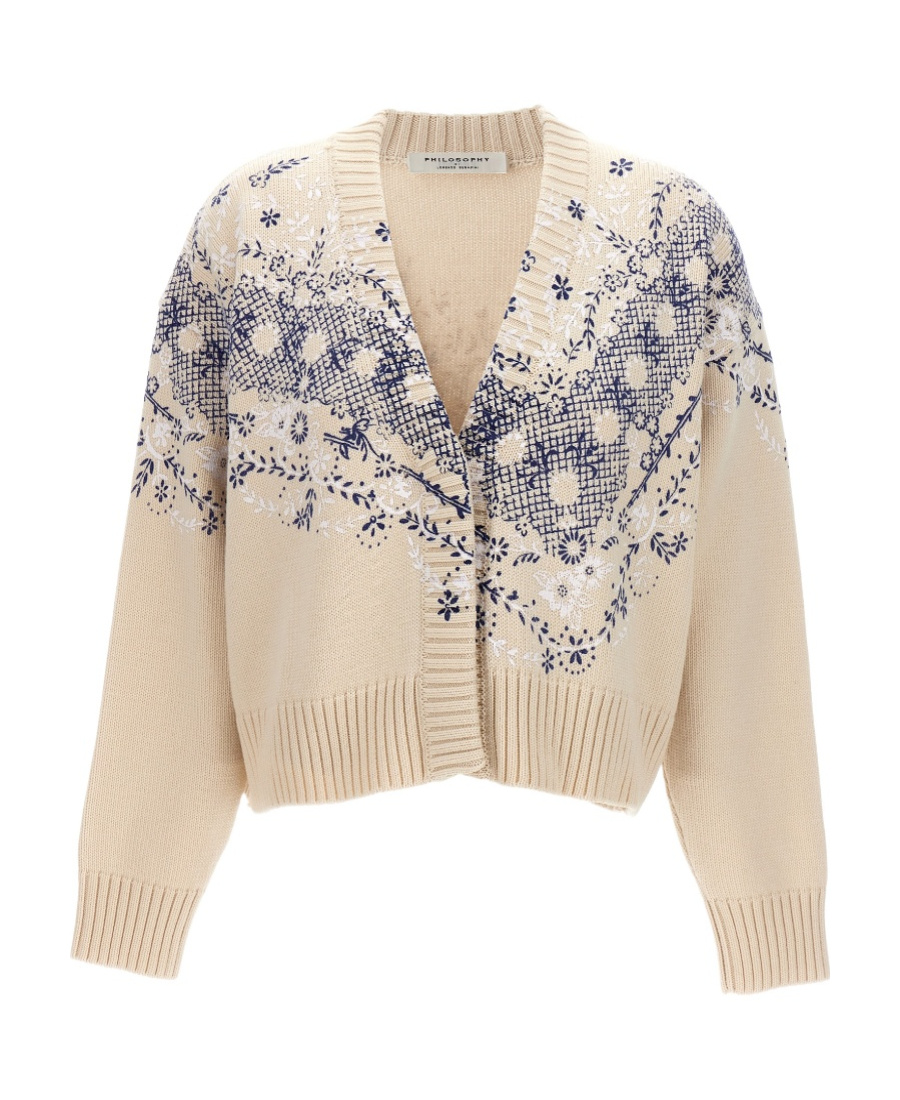 Philosophy Di Lorenzo Serafini Floral-print Button-up Cardigan In Nude