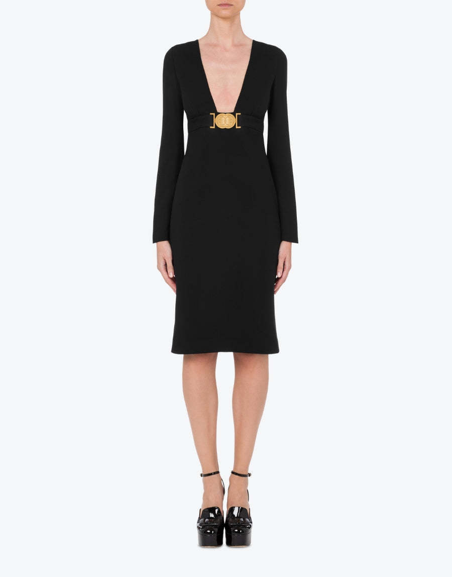 Moschino Silhouette Buckle Sleeves Neckline In Black