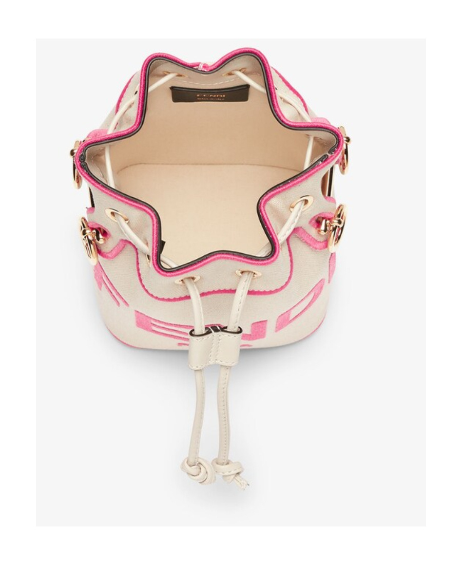 Shop Fendi Beige Canvas Mini-bag With Roma Embroidery In White