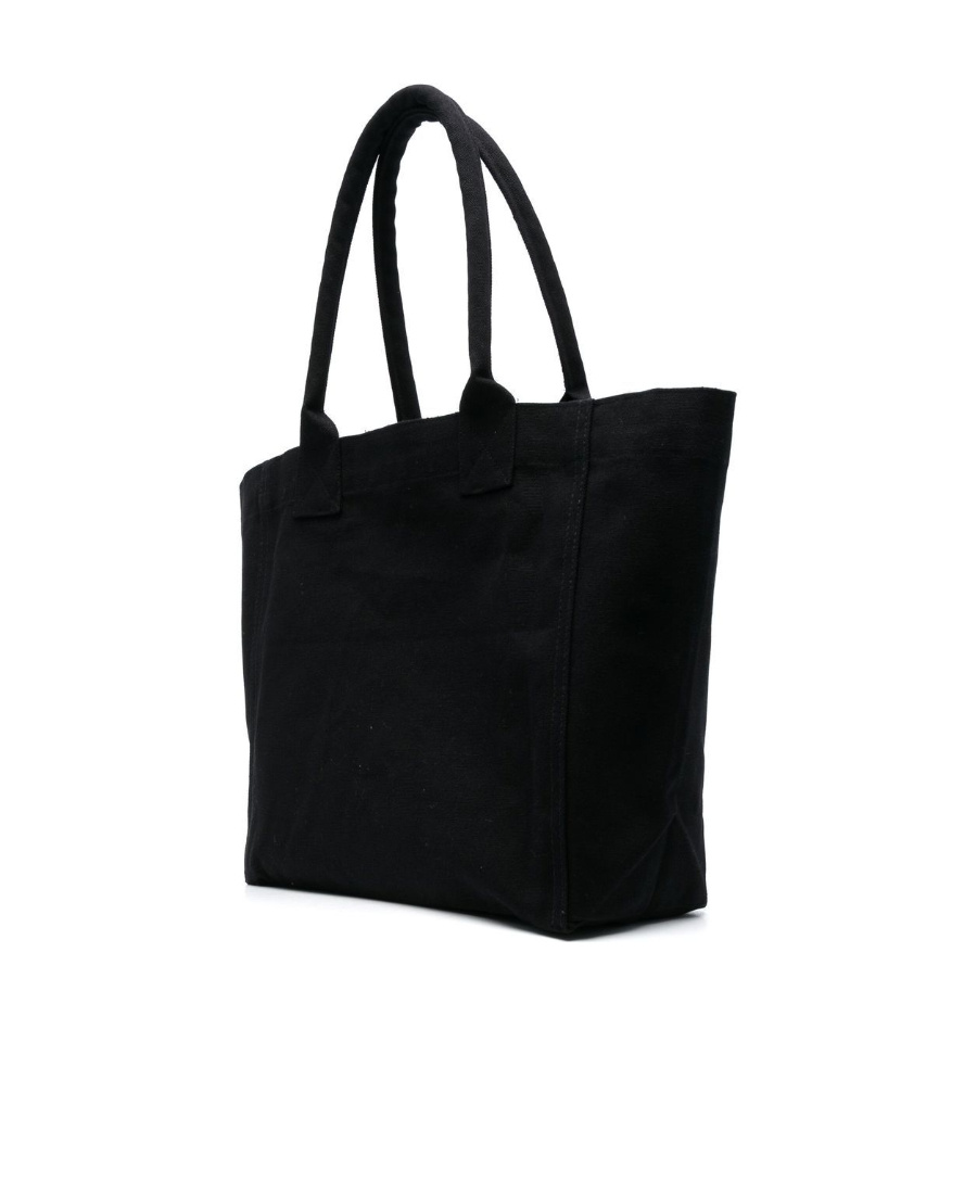 Shop Isabel Marant Yenki Flocked-logo Tote Bag In Black