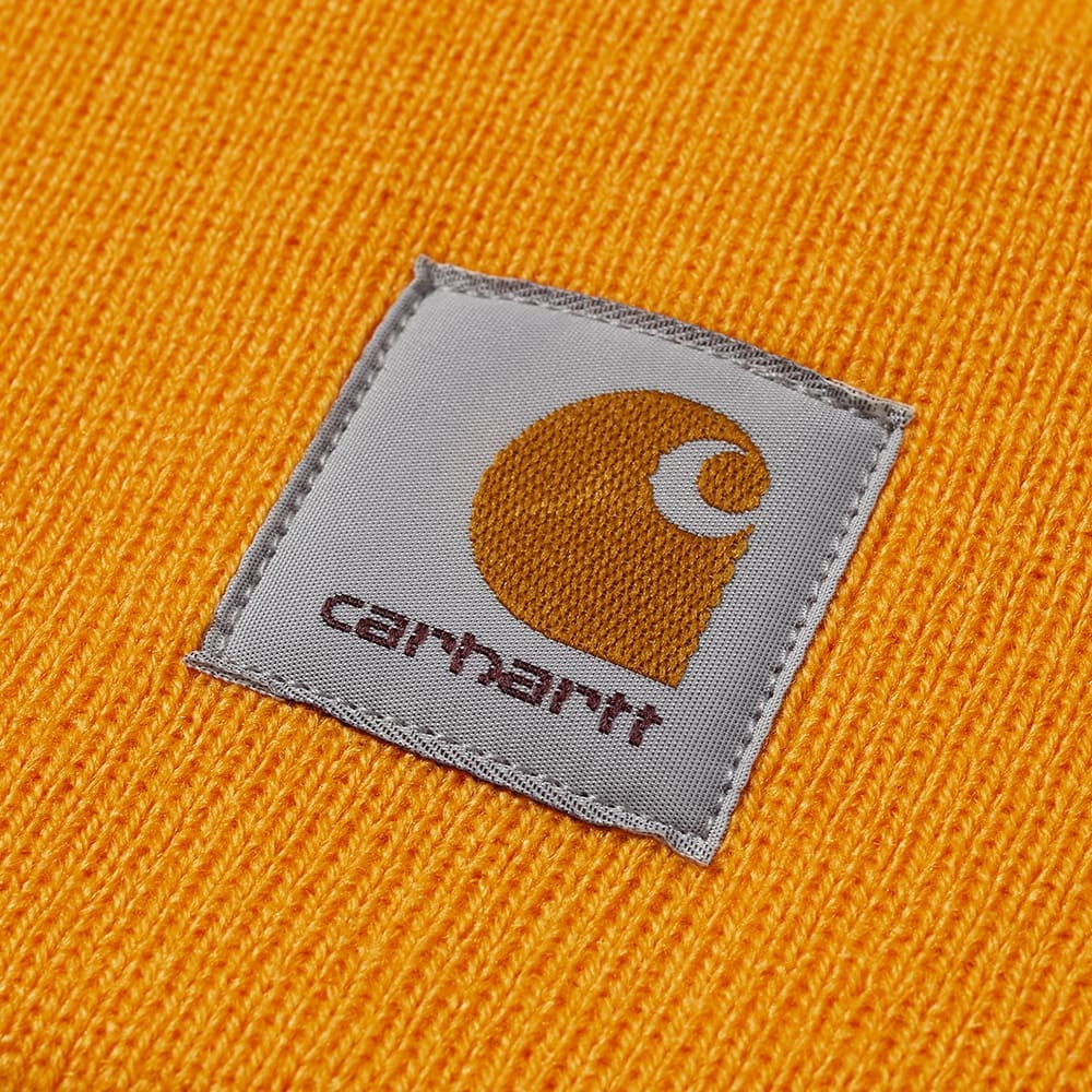 Shop Carhartt Logo Knitted Hat In Orange