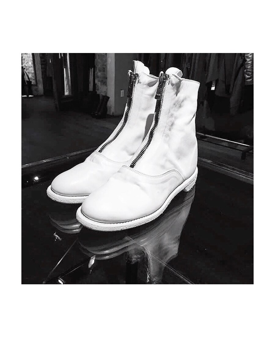 Guidi Round-headed Casual Boots In White
