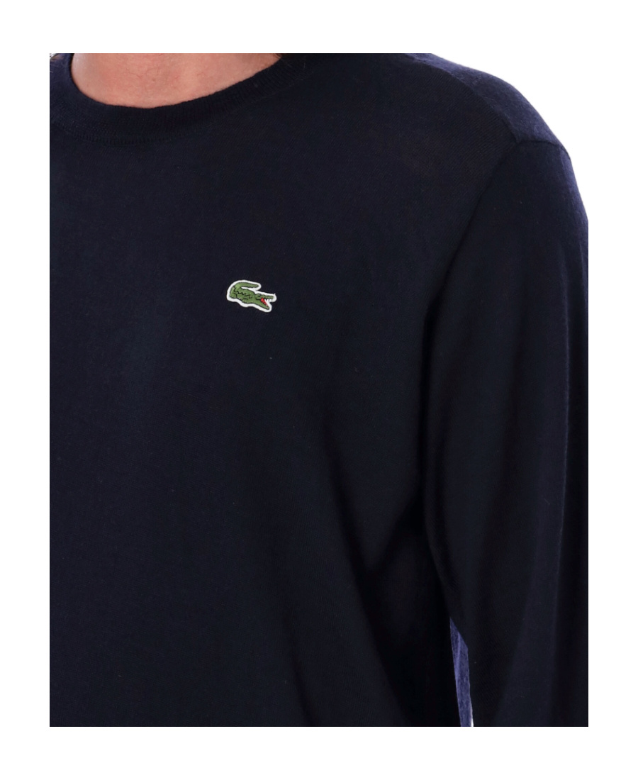 Comme Des Garçons X Lacoste Asymmetric Wool Logo Sweater In Black