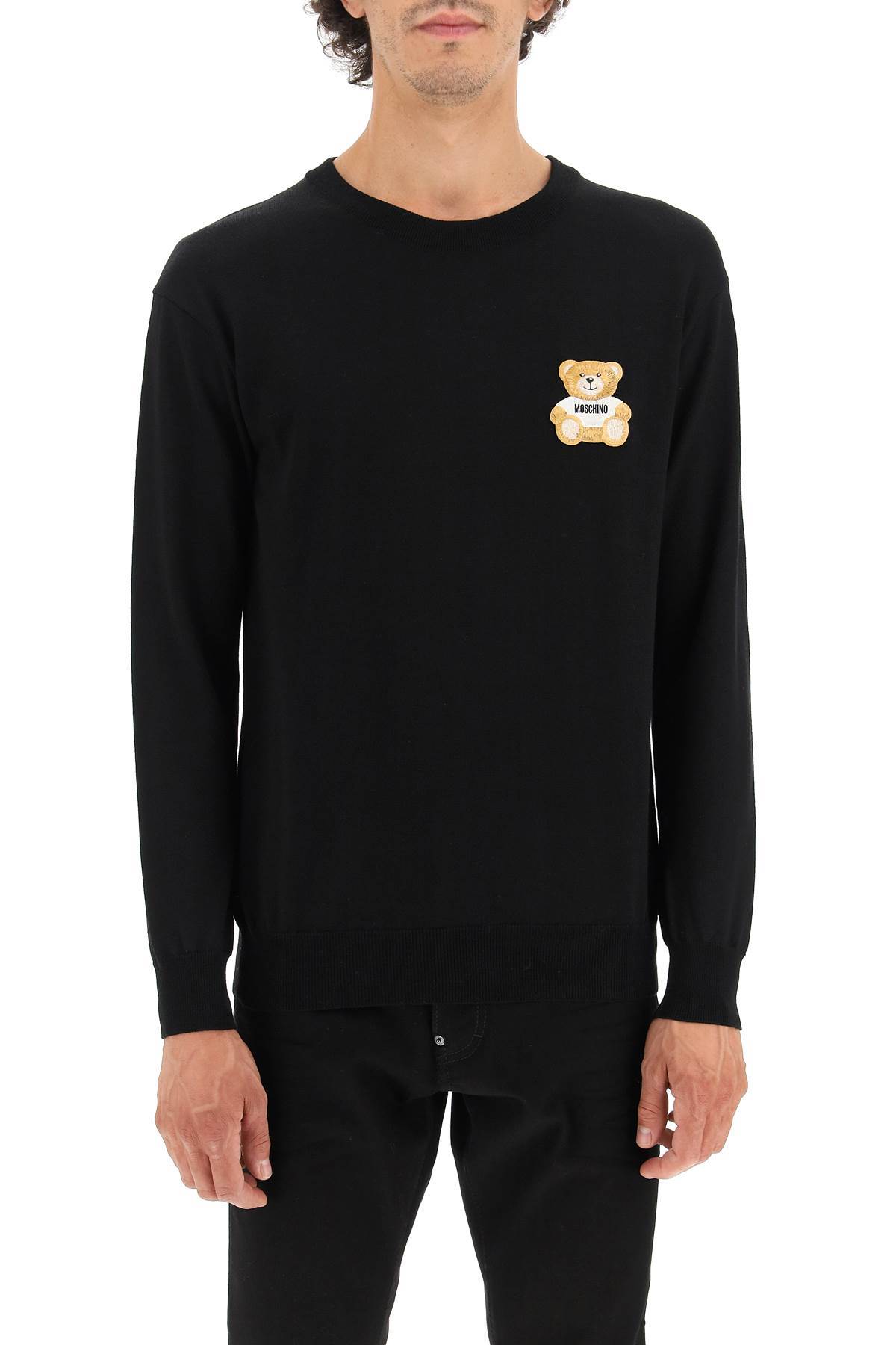 MOSCHINO MOSCHINO TEDDY BEAR PATCH CREWNECK KNITTED JUMPER