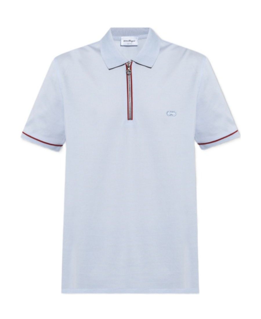Ferragamo Lapel Polo Shirt In White