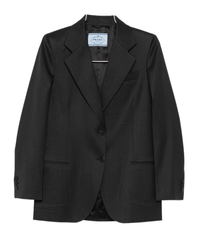 Prada Notched-lapels Wool Blazer In Black