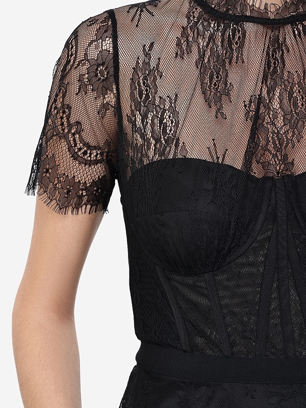 Simkhai Lace-embellished Corset Top In Black