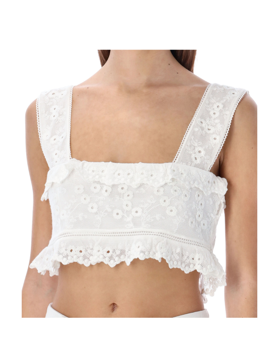 Isabel Marant Mecelia Broderie Anglais Cropped Top In White