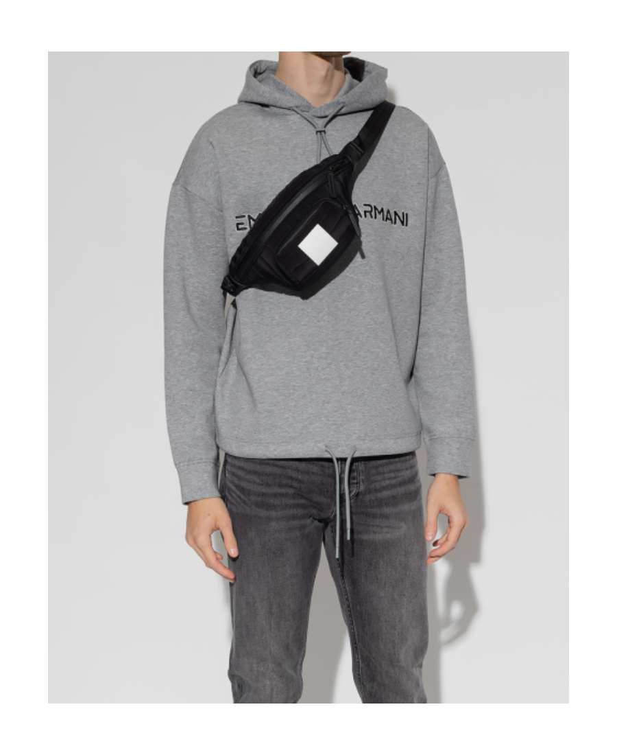 Emporio Armani Logo-embroidery Hoodie In Gray