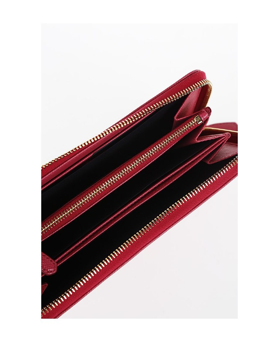 Prada Logo Continental Wallet In Red