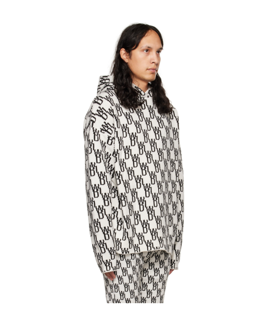 We11 Done Off-white Graphic Hoodie In White