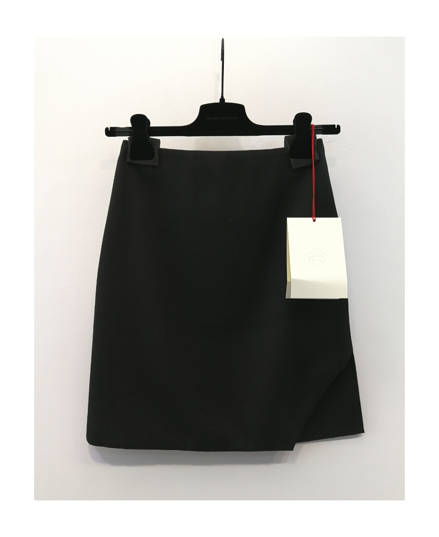 Alexander Mcqueen Side Slit Mini Skirt In Black