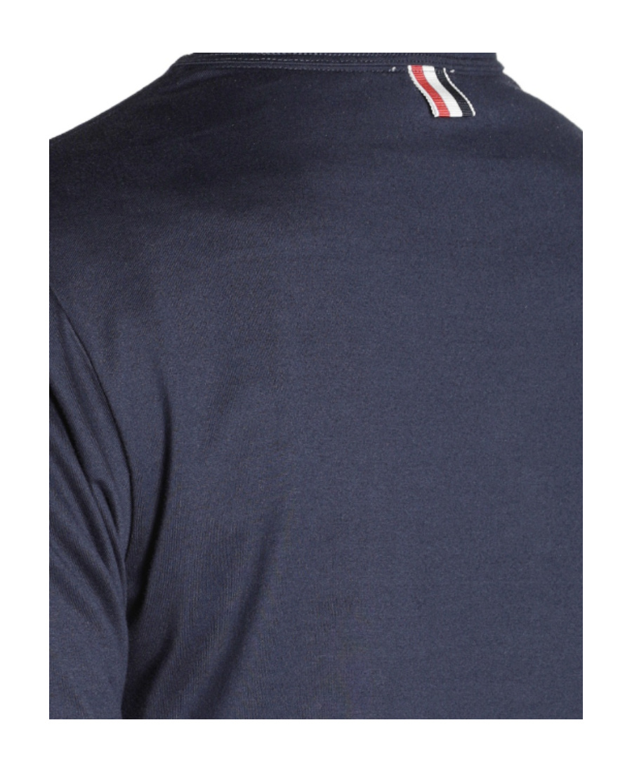 Thom Browne Jersey Cotton Short Sleeve Pocket Tee In Blue