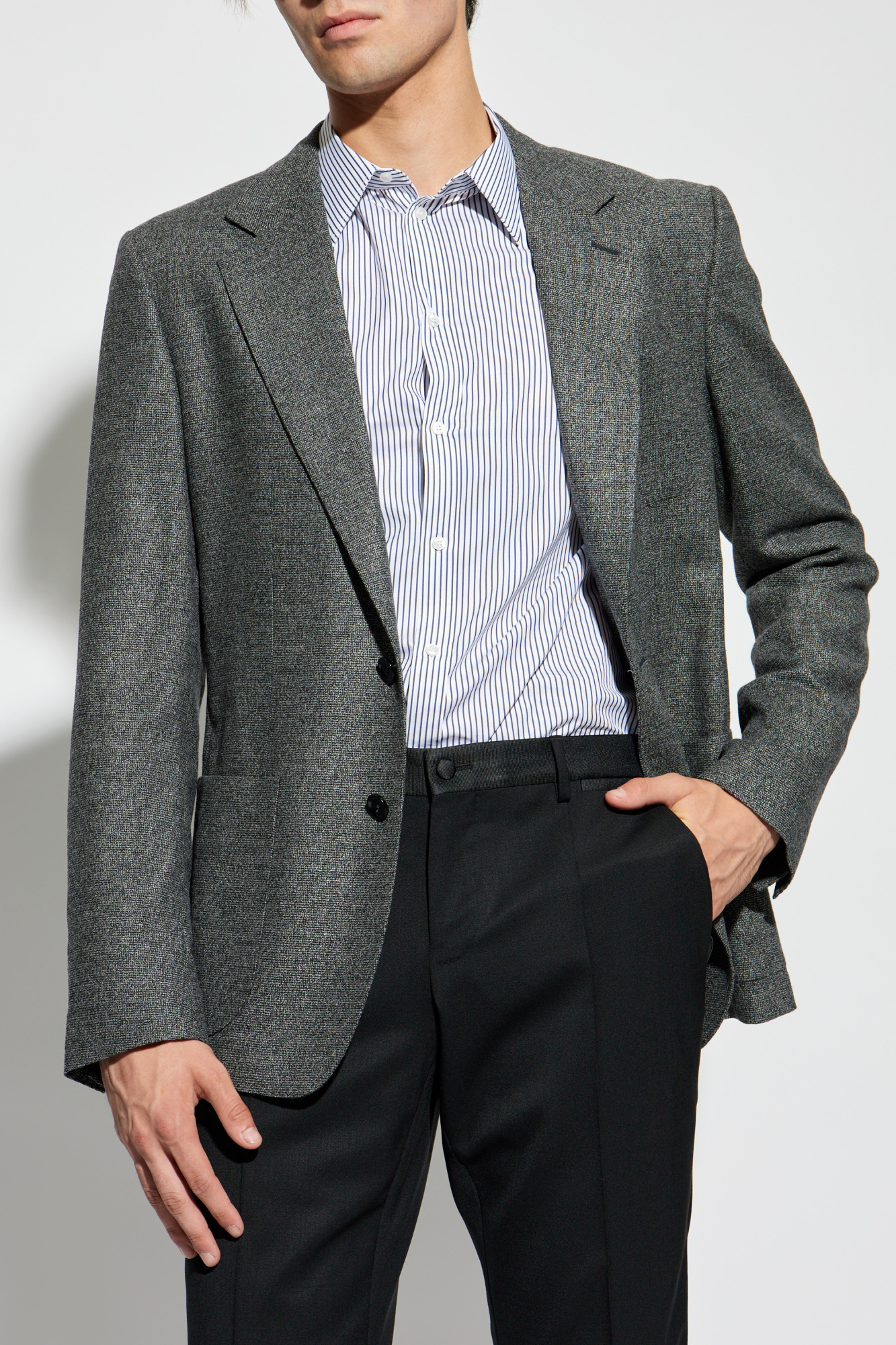 Dolce & Gabbana Notched Lapel Single-breasted Jacket In Gray
