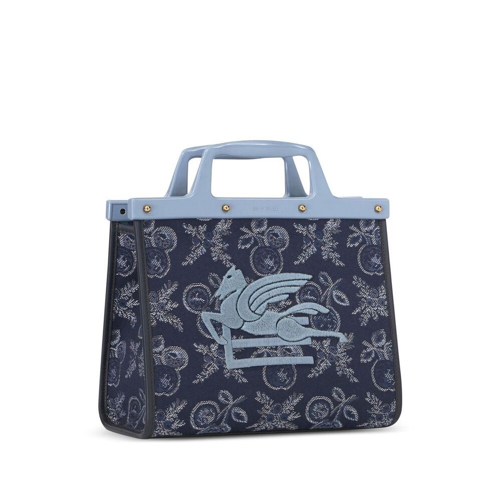 Etro Logo-embroidered Jacquard Tote Bag In Black