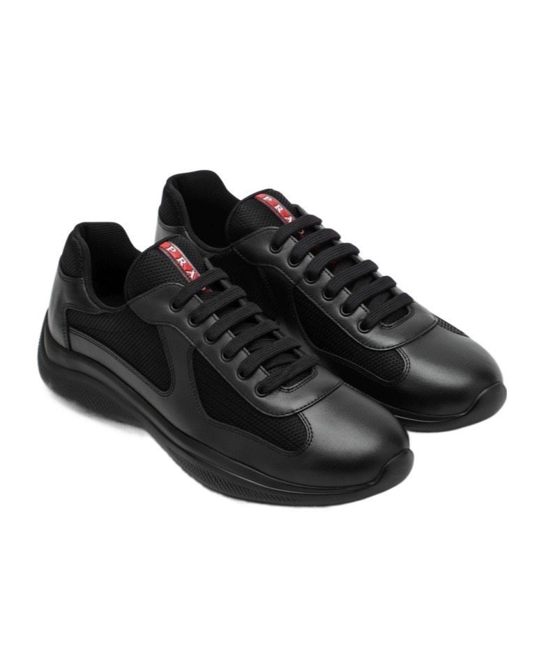 Prada Fabric And Leather America S Cup Sneakers In Black