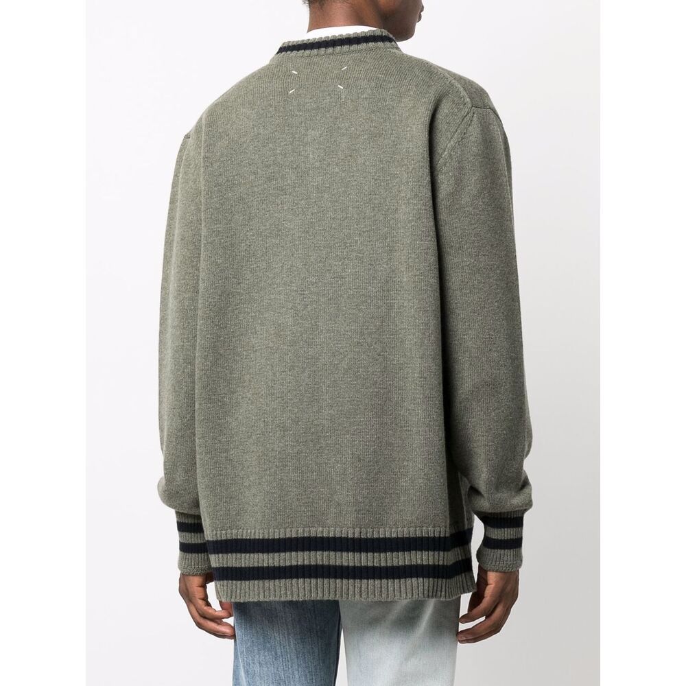 Maison Margiela Contrast-trim Wool Jumper In Green