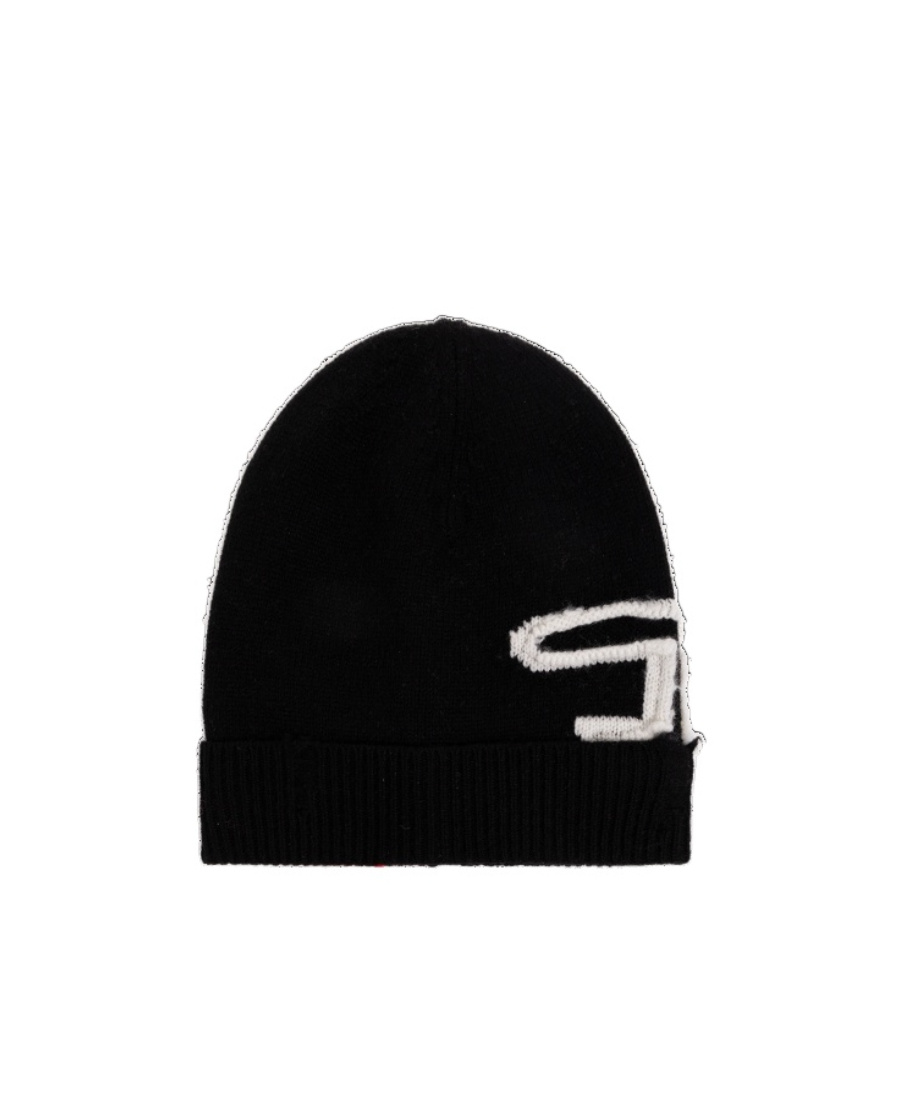 Diesel Logo Woolen Cap In Black