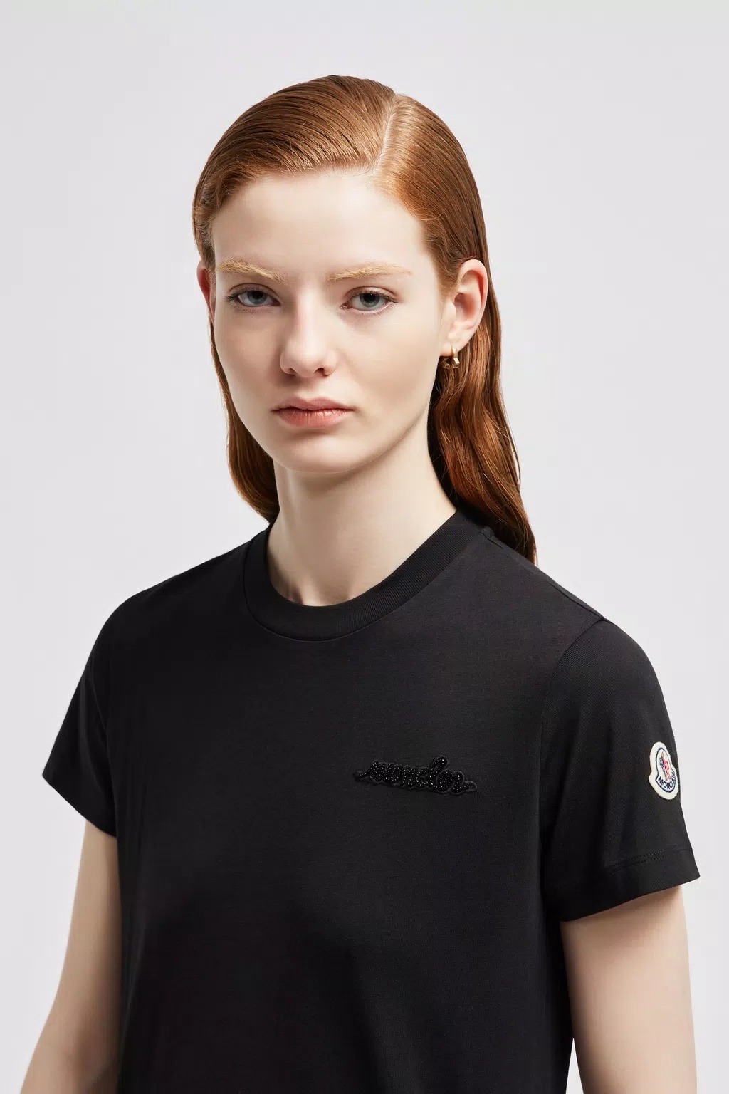 Moncler Logo-embellished Cotton T-shirt In Black
