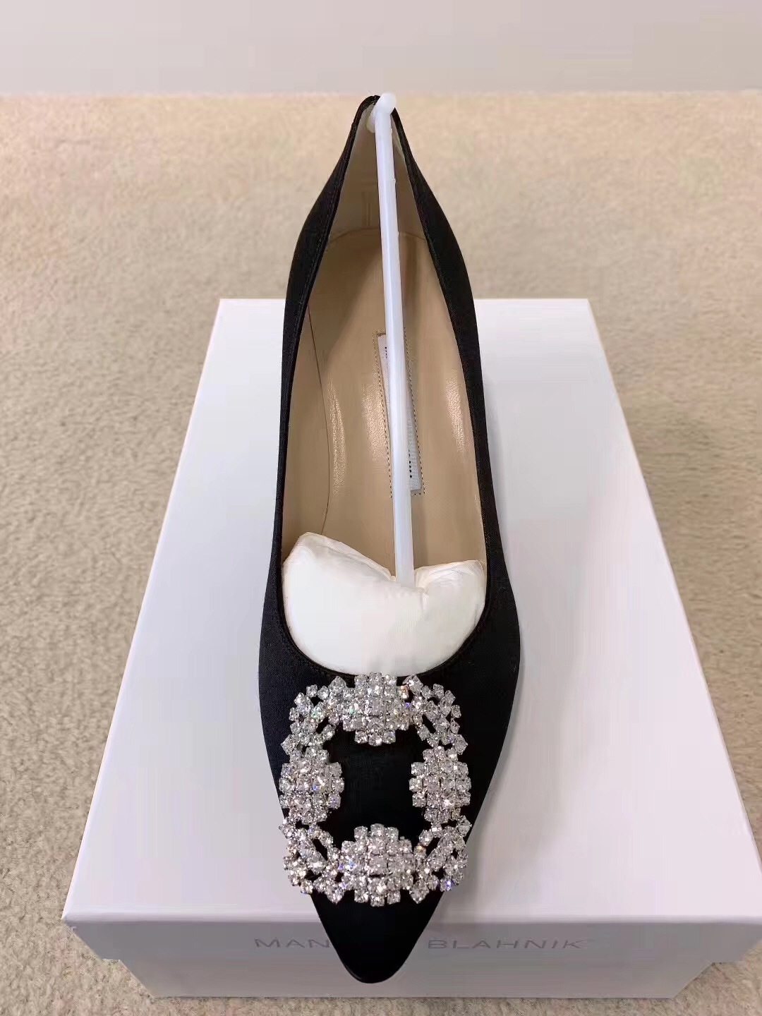 Manolo Blahnik Square Buckle High Heels In Black