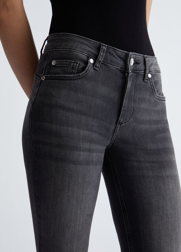 Liu •jo Denim Pants With Logo On The Back In Black