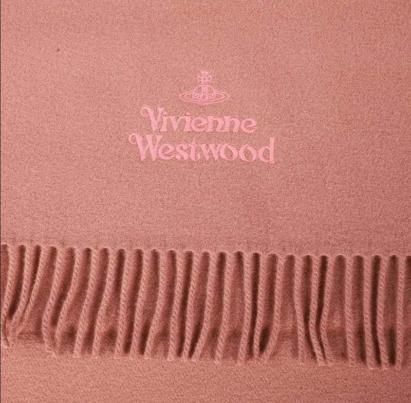 Vivienne Westwood Logo Tassel Scarf In Pink