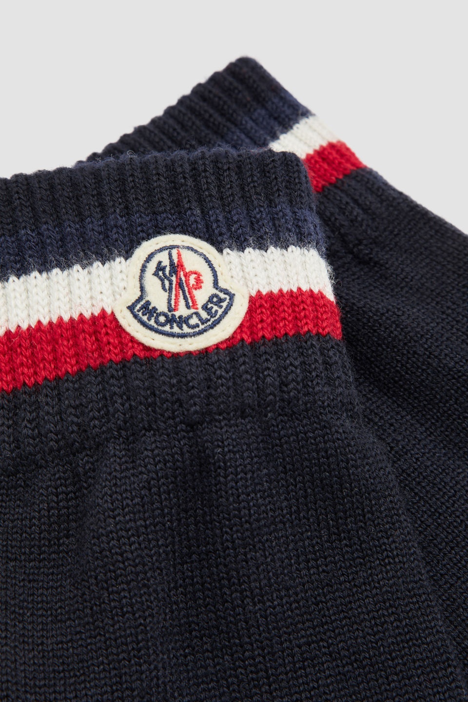 Moncler Tricolor Wool Gloves In Black
