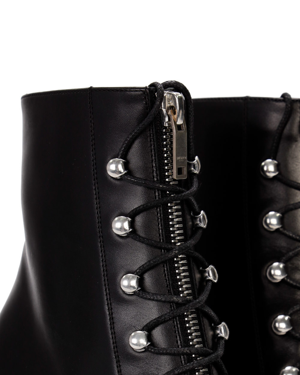 Saint Laurent Logo High-heeled Short Boots In Black
