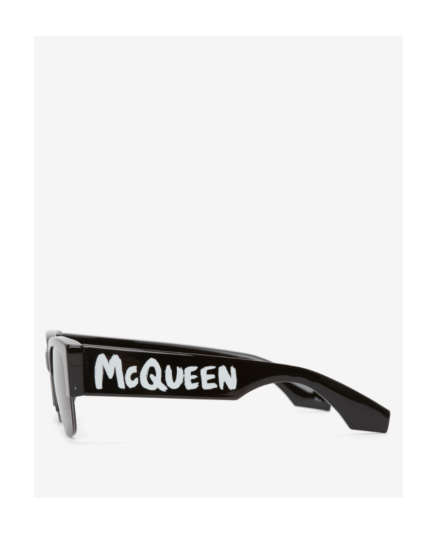 Alexander Mcqueen Logo-print Square-frame Sunglasses In Black