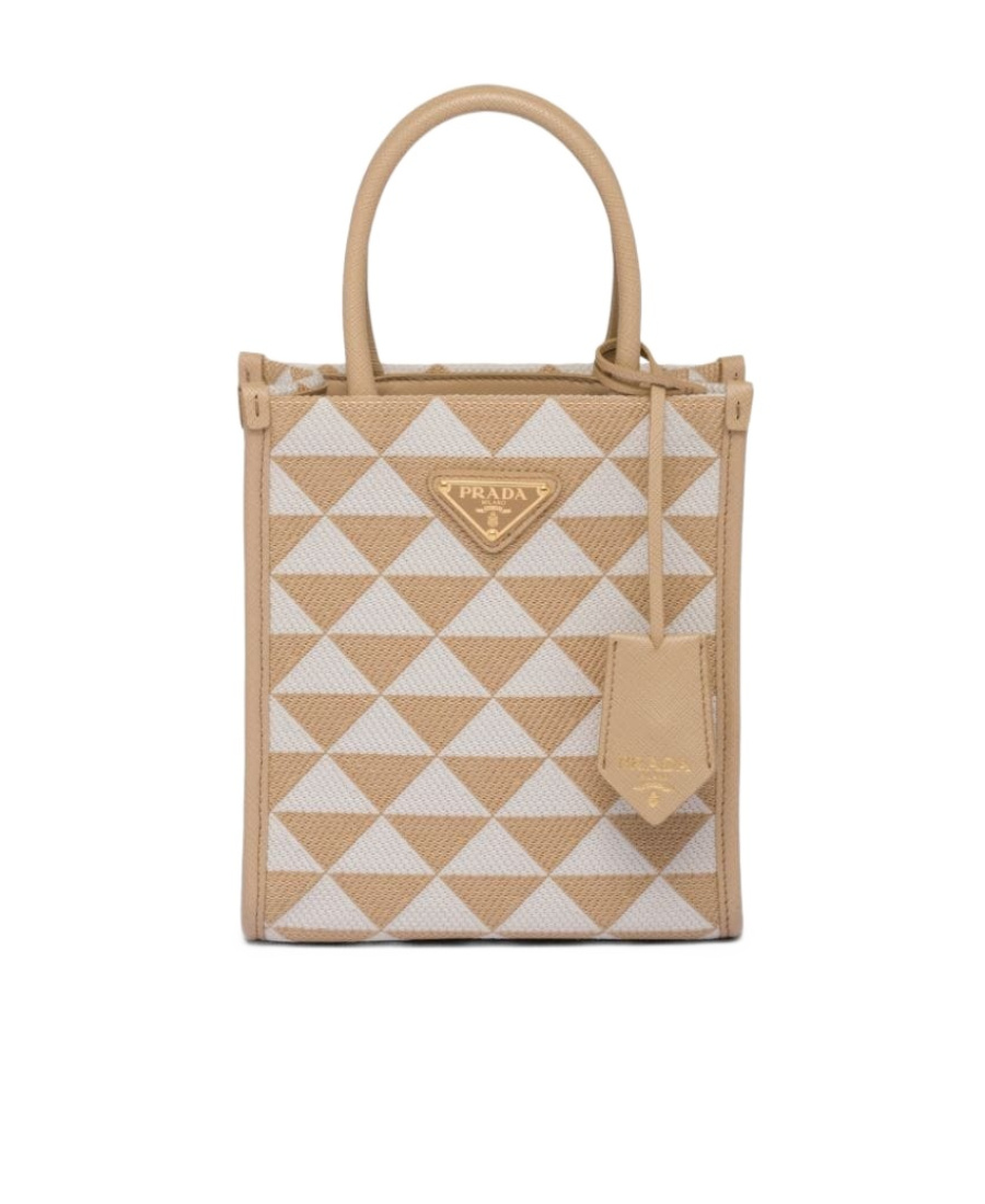 Prada Logo Handbag In Nude