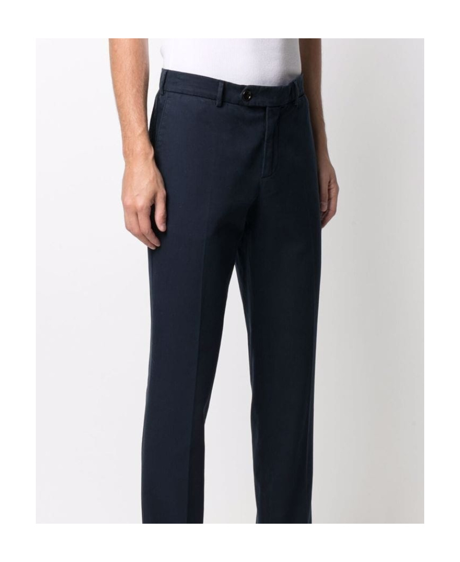 Brunello Cucinelli Mid-rise Slim Fit Chinos In Blue In Black