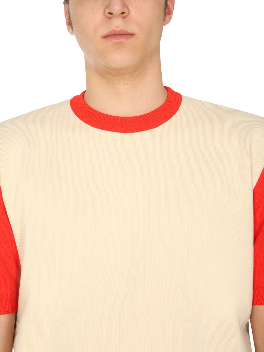 Sunnei T-shirt With Contrasting Profiles In Nude