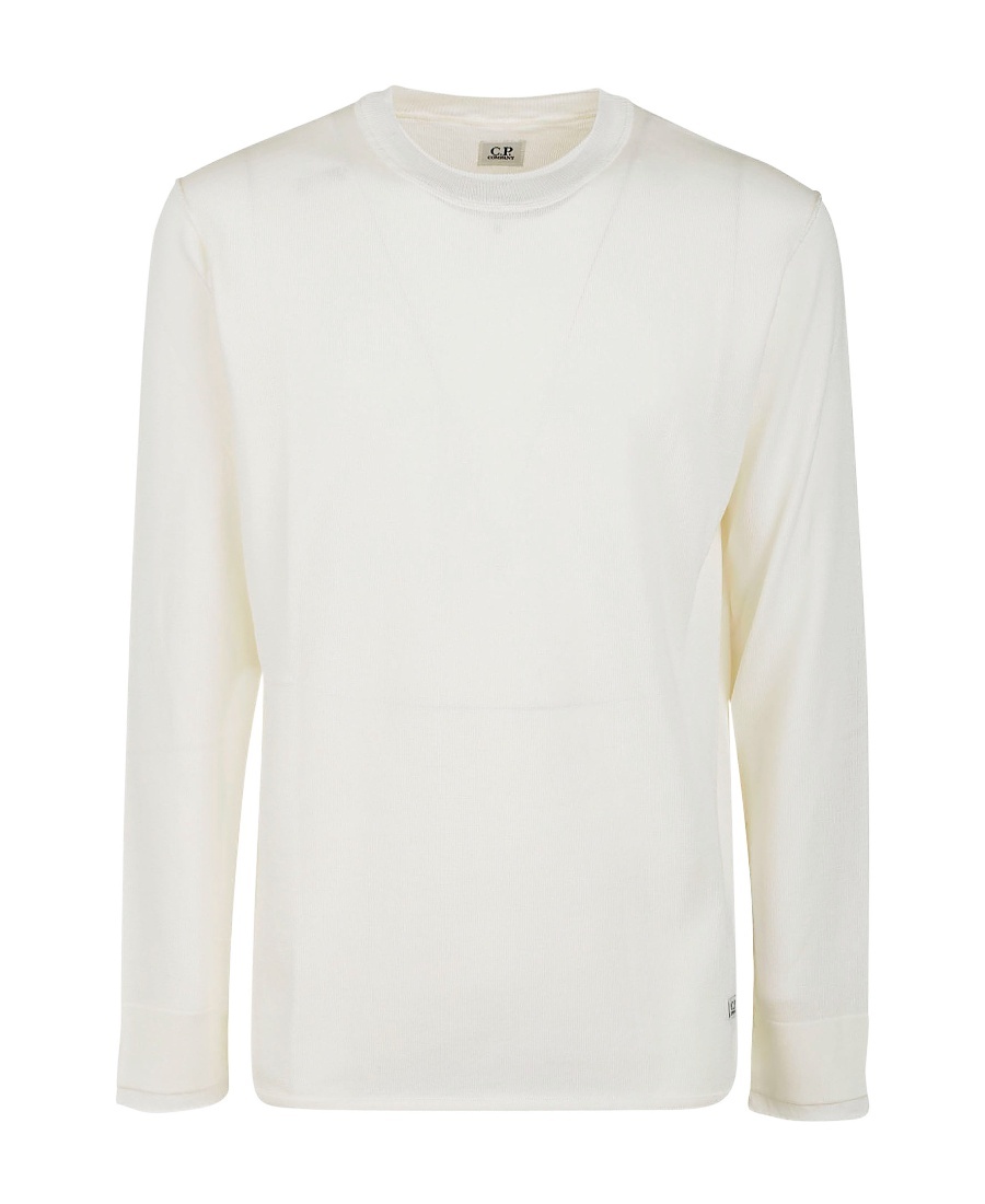 C.p. Company Round Neck Sweater In White