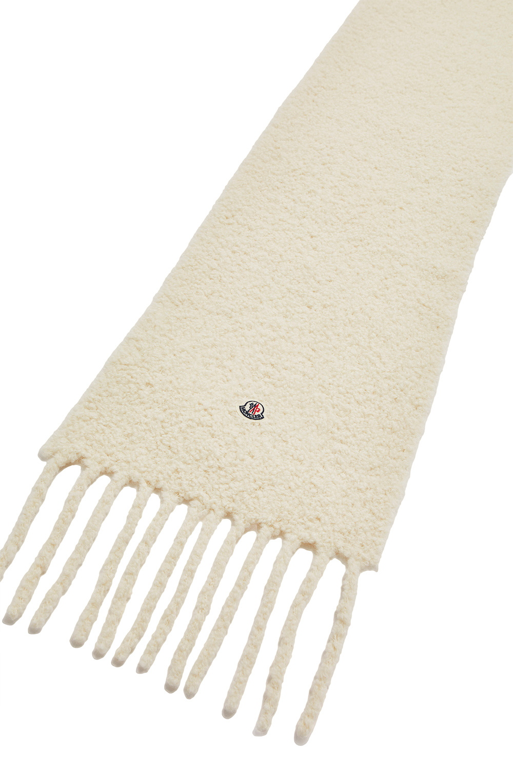 Moncler Off-white Fringed Scarf In Nude