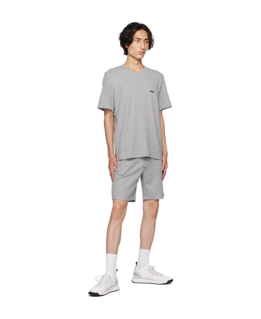 Hugo Boss T-shirt With Round Neck And Short Sleeves In Gray