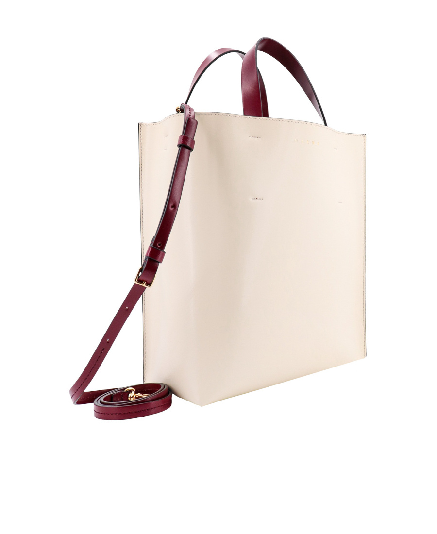 Shop Marni Museo Colour-block Leather Tote In Nude