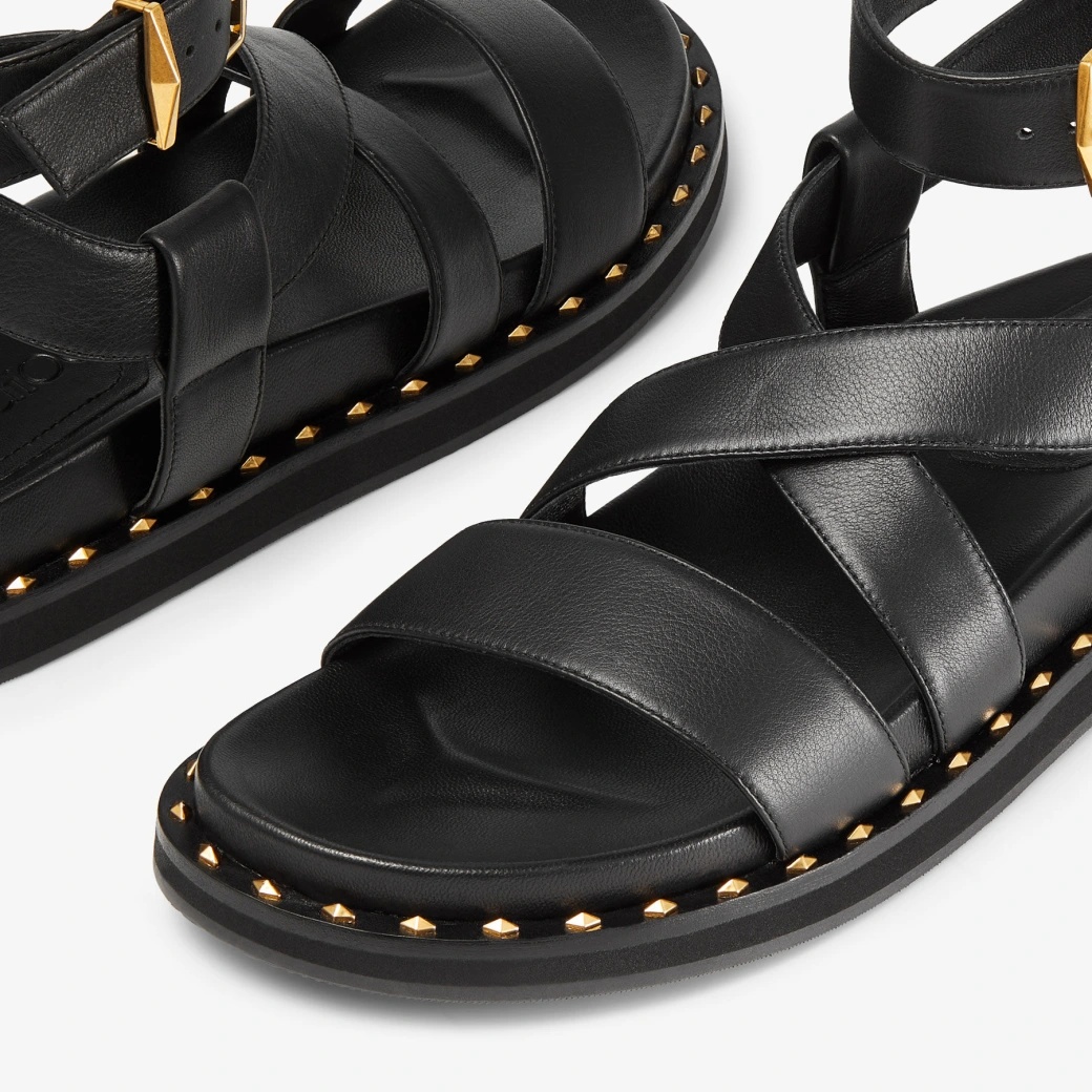 Jimmy Choo Blaise Leather Sandals In Black
