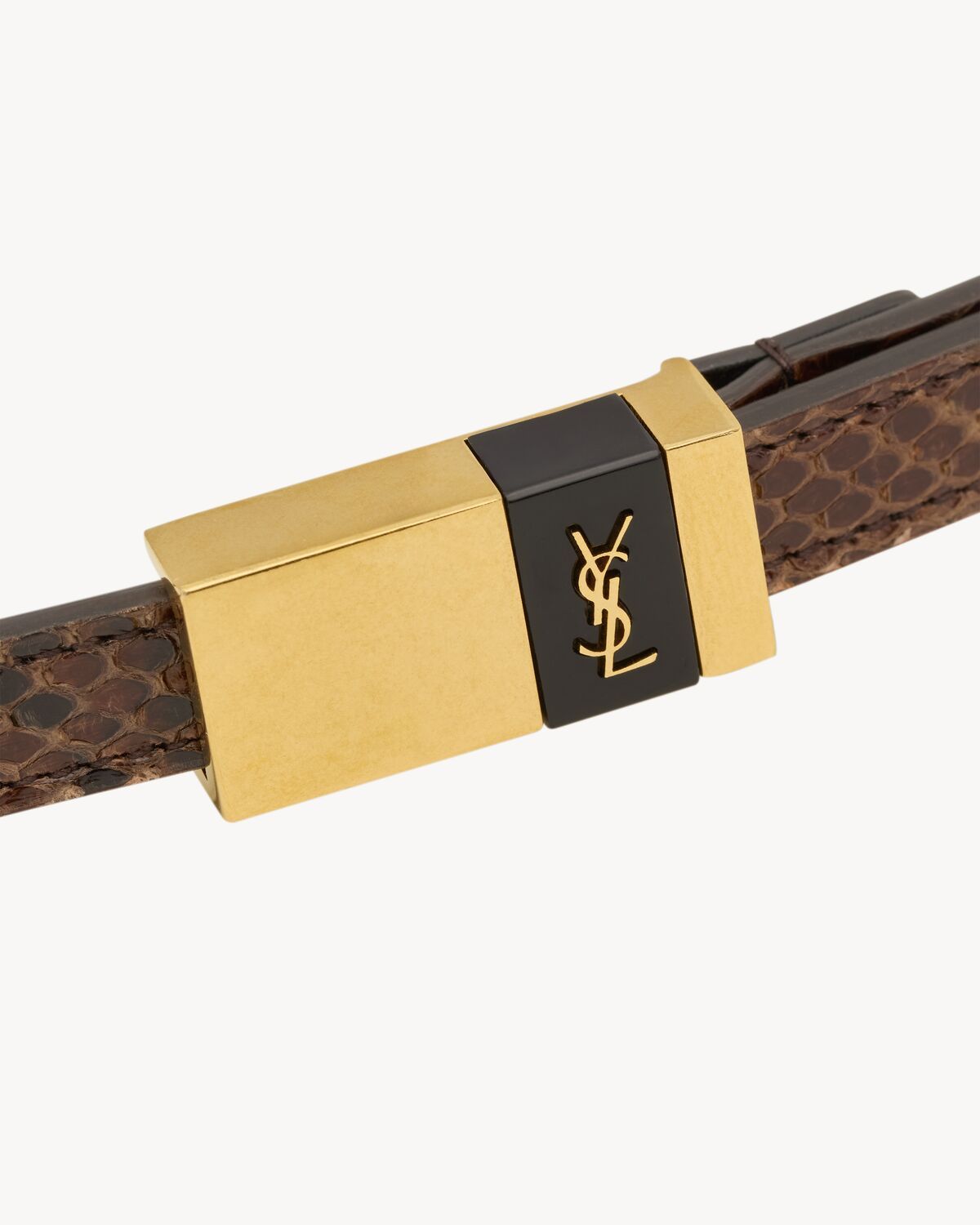 Saint Laurent Thin Anchor Belt In Python In Lava