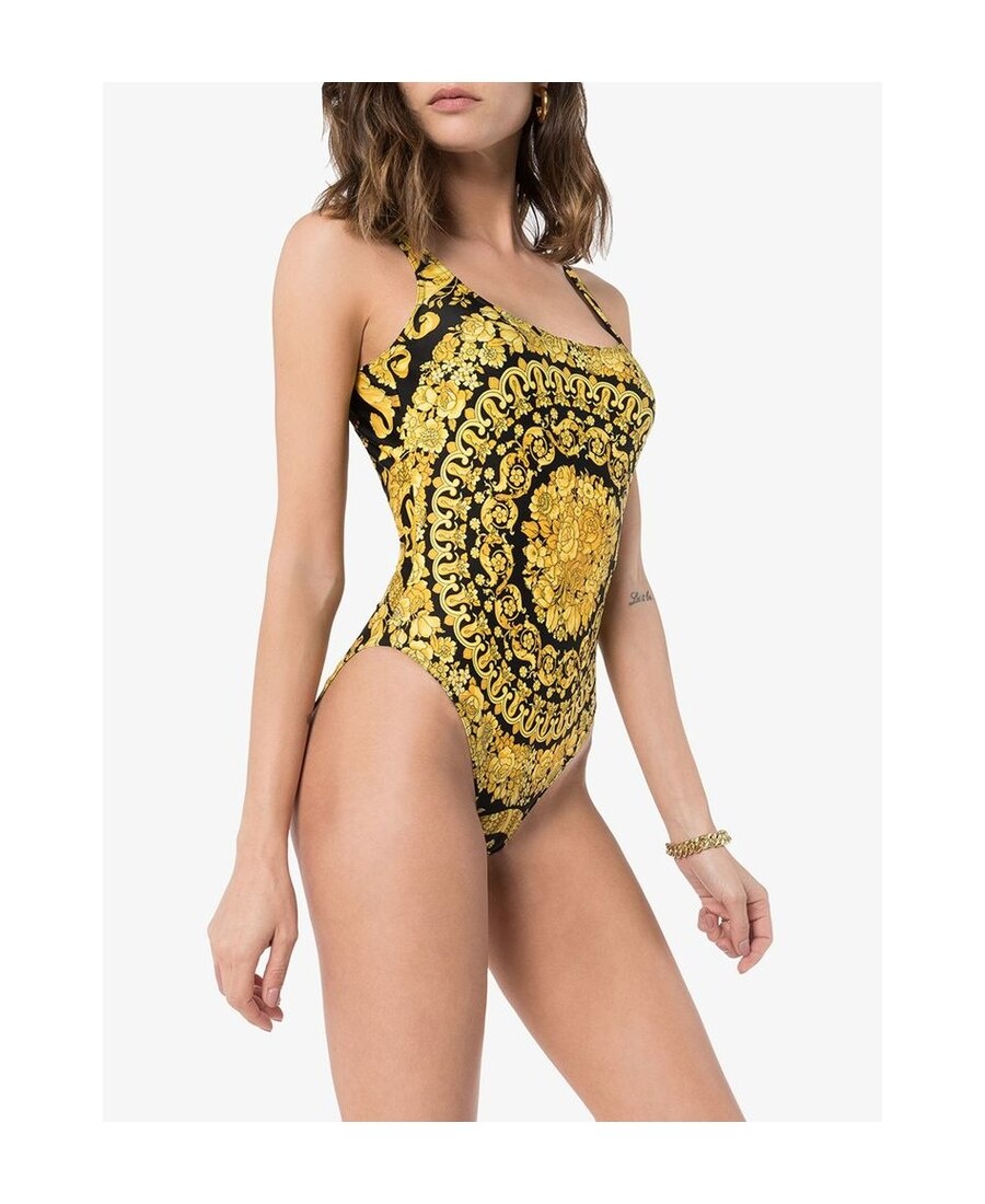 Versace Barocco Classico One Piece Swimsuit In Yellow