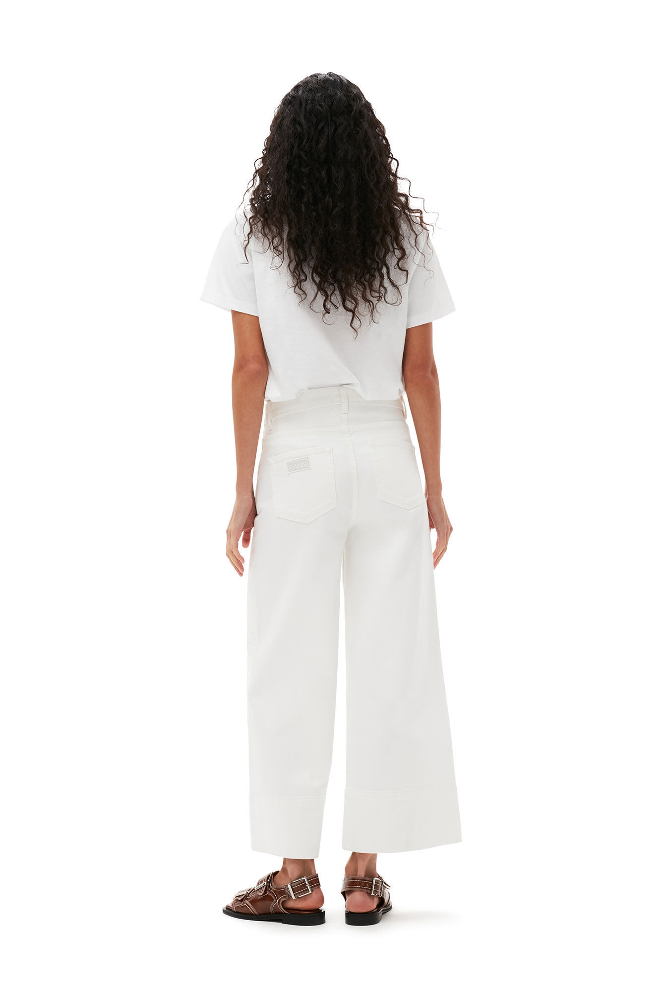 Ganni Basic Jersey Peach Relaxed T-shirt In White