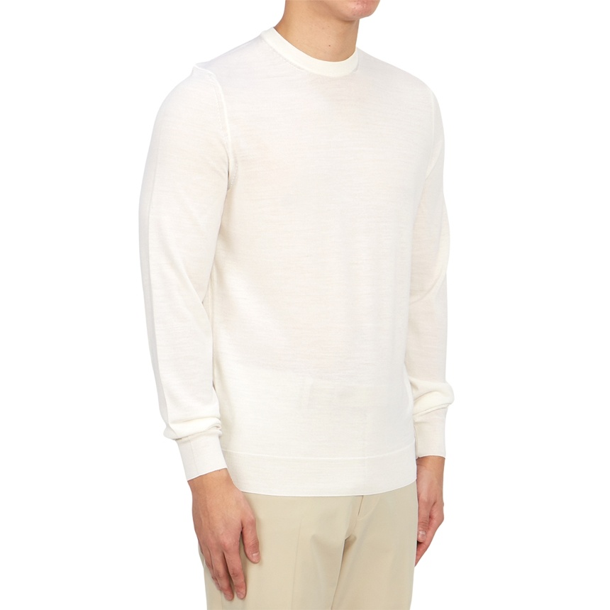 Drumohr Man Sweater Ivory Size 44 Super 140s Wool In White