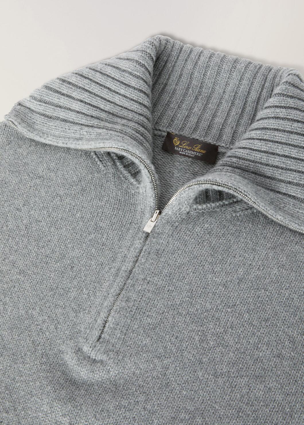 Loro Piana Semi-zipper Long-sleeved Sweater In Gray