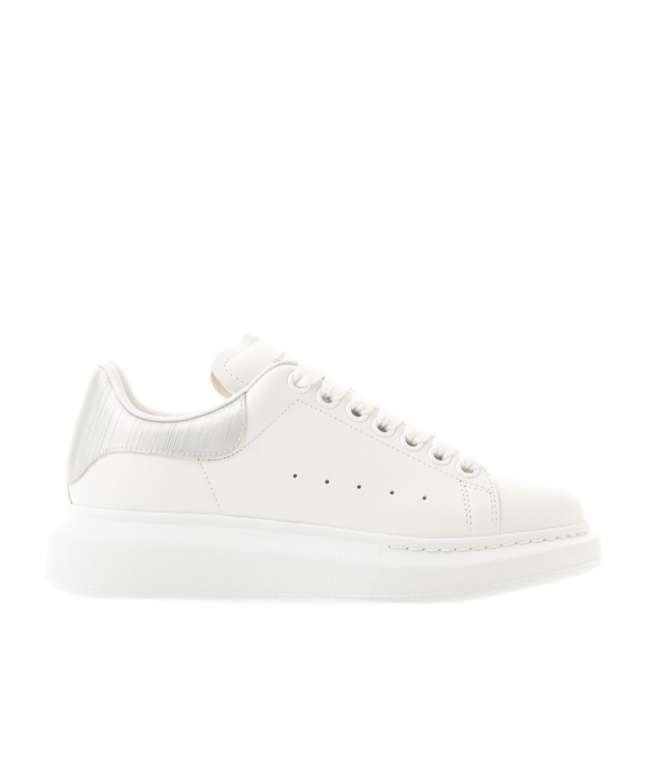 Alexander Mcqueen Oversized Hammered Leather Sneakers In White