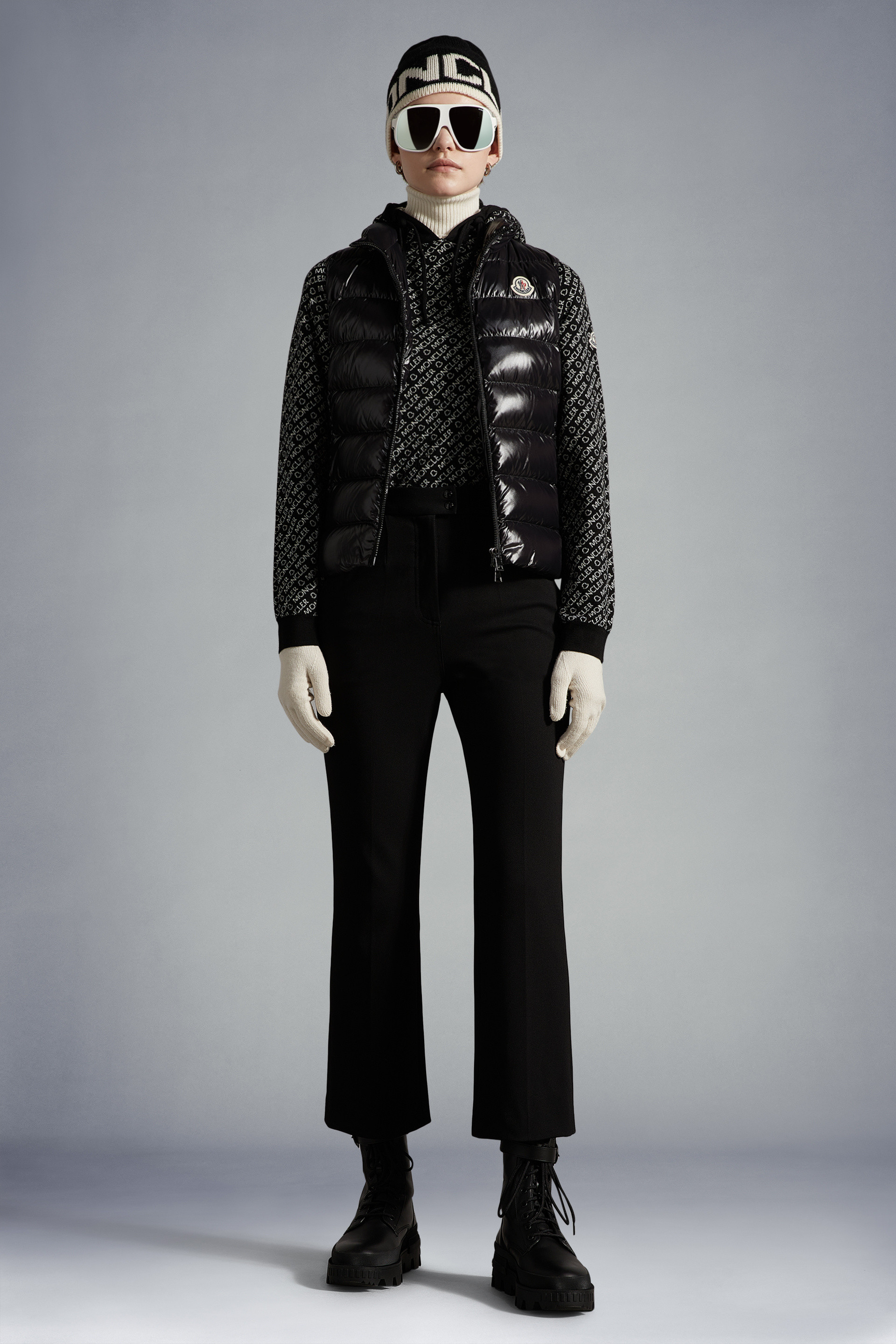 Shop Moncler Cropped Jersey Trousers In Black