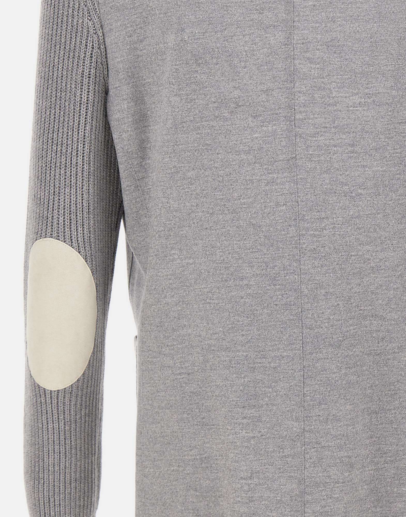 Eleventy Ribbed-knit Elbow-patch Blazer In Gray