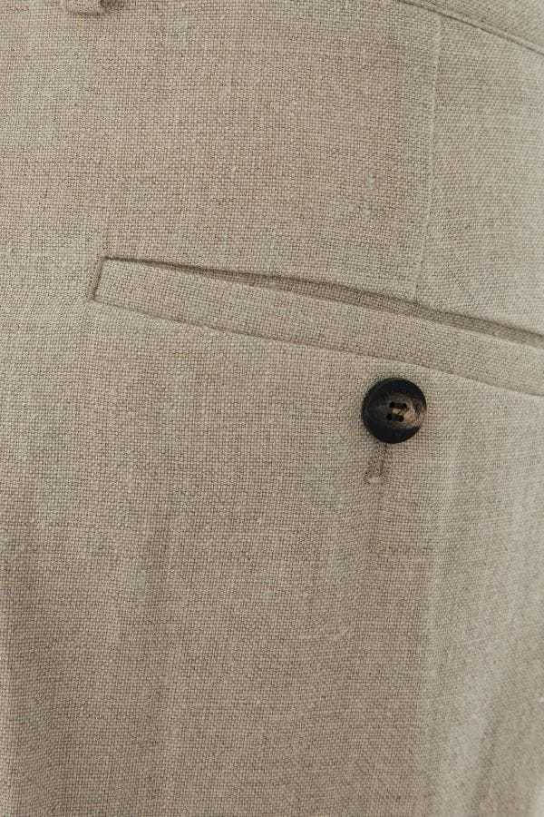 Ferragamo Linen Trousers With Pockets And Loops In Nude